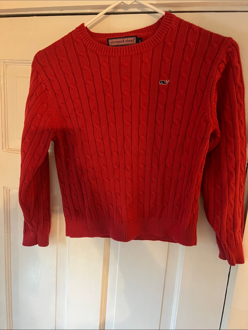 Vineyard Vines Red Cable-Knit Crewneck Sweater